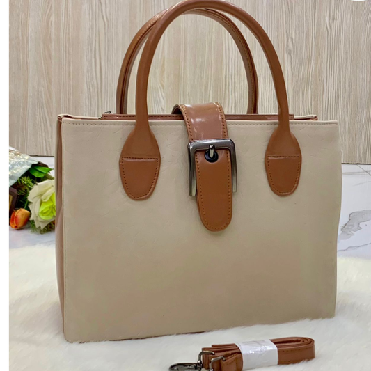 Eval BuckleLeaf – Embossed Cream & Camel