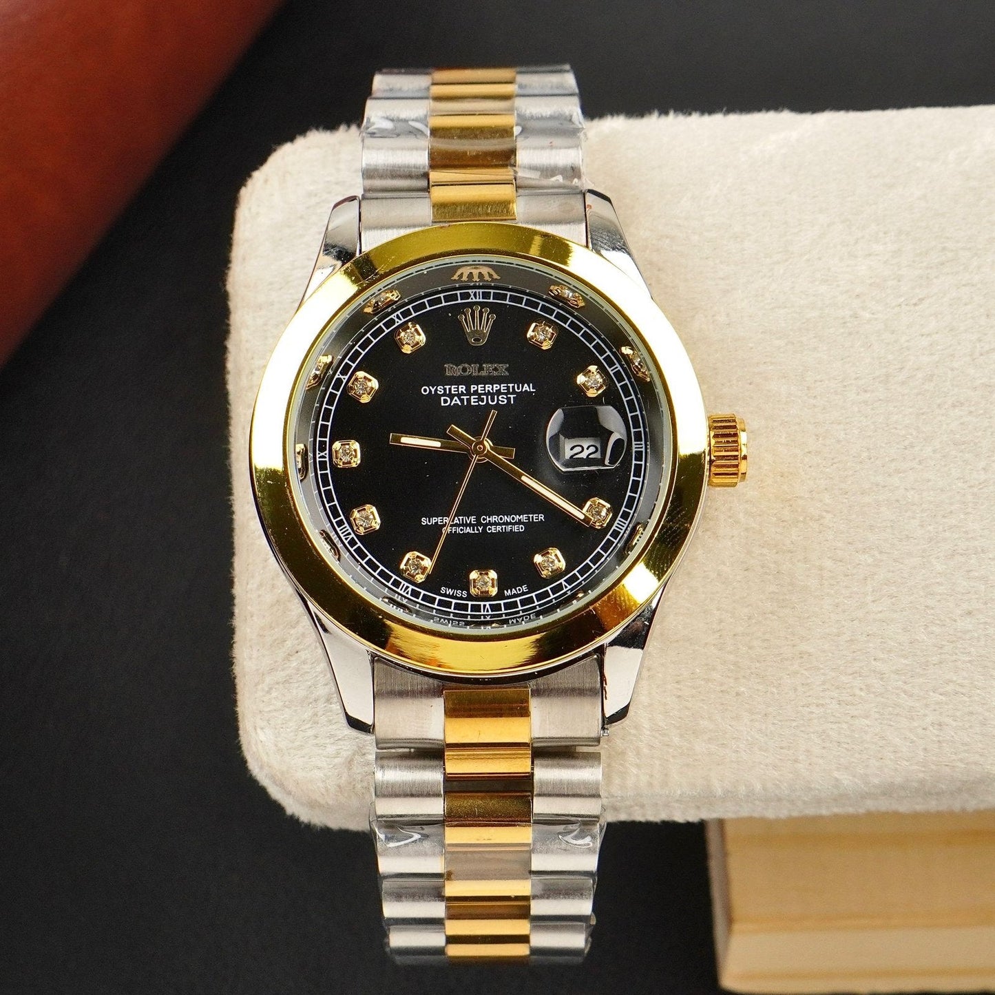Rolex Golden Silver With Black Dial CL