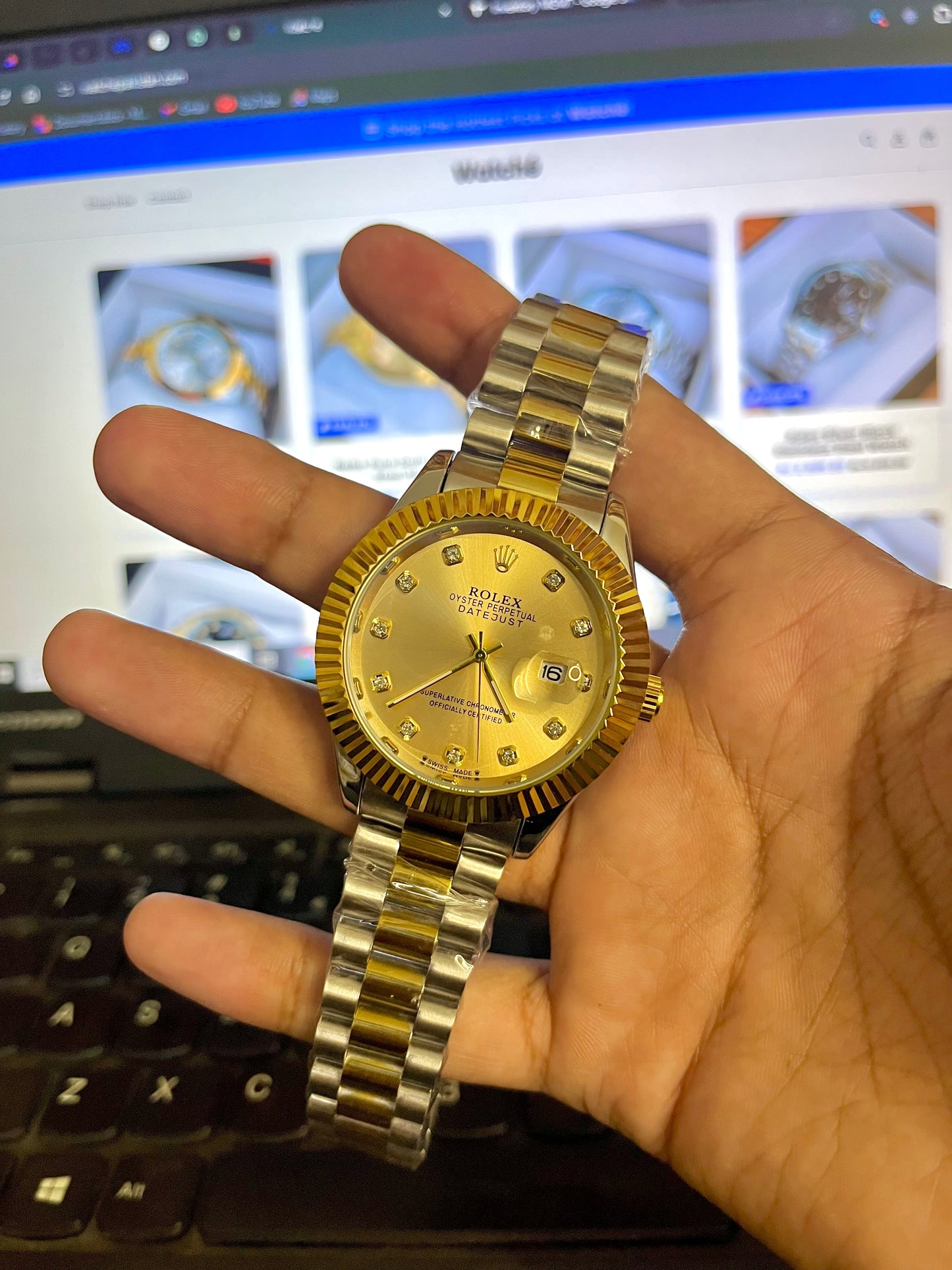 Rolex Golden Silver With Golden Dial GRR