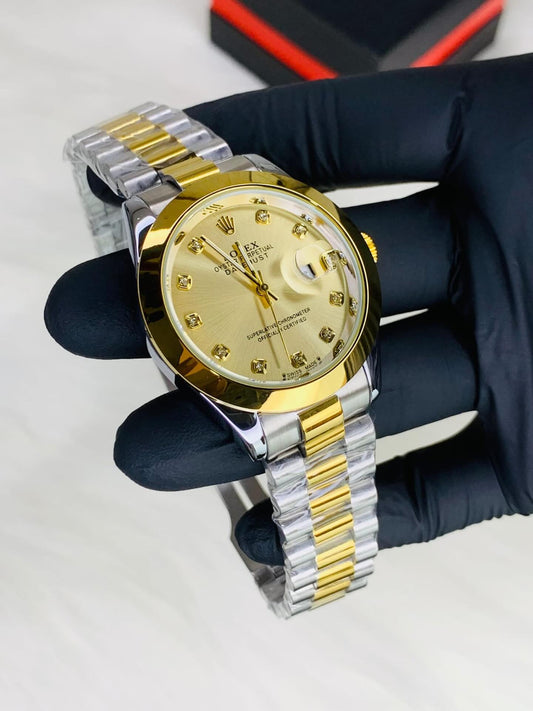Rolex Golden Silver With Golden Dial