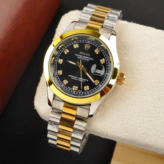 Rolex Golden Silver With Black Dial CL