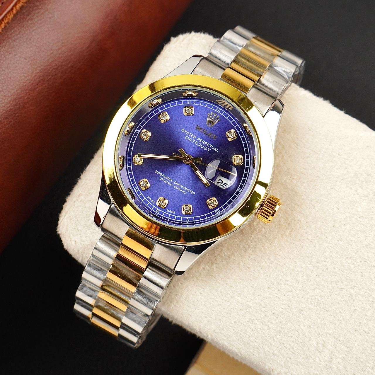 Rolex Golden Silver With Blue Dial
