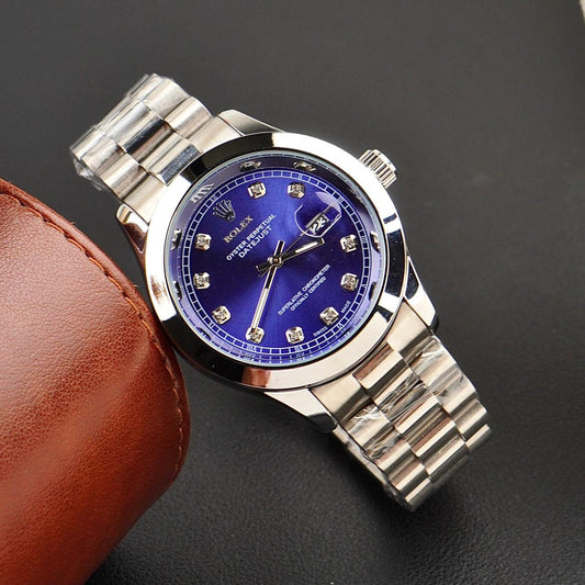 Rolex Silver Blue With Circular Lining