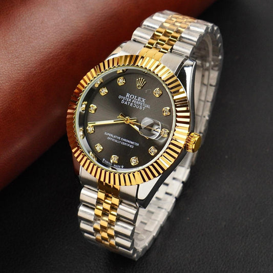 Rolex Golden Silver With Black Dial GRR