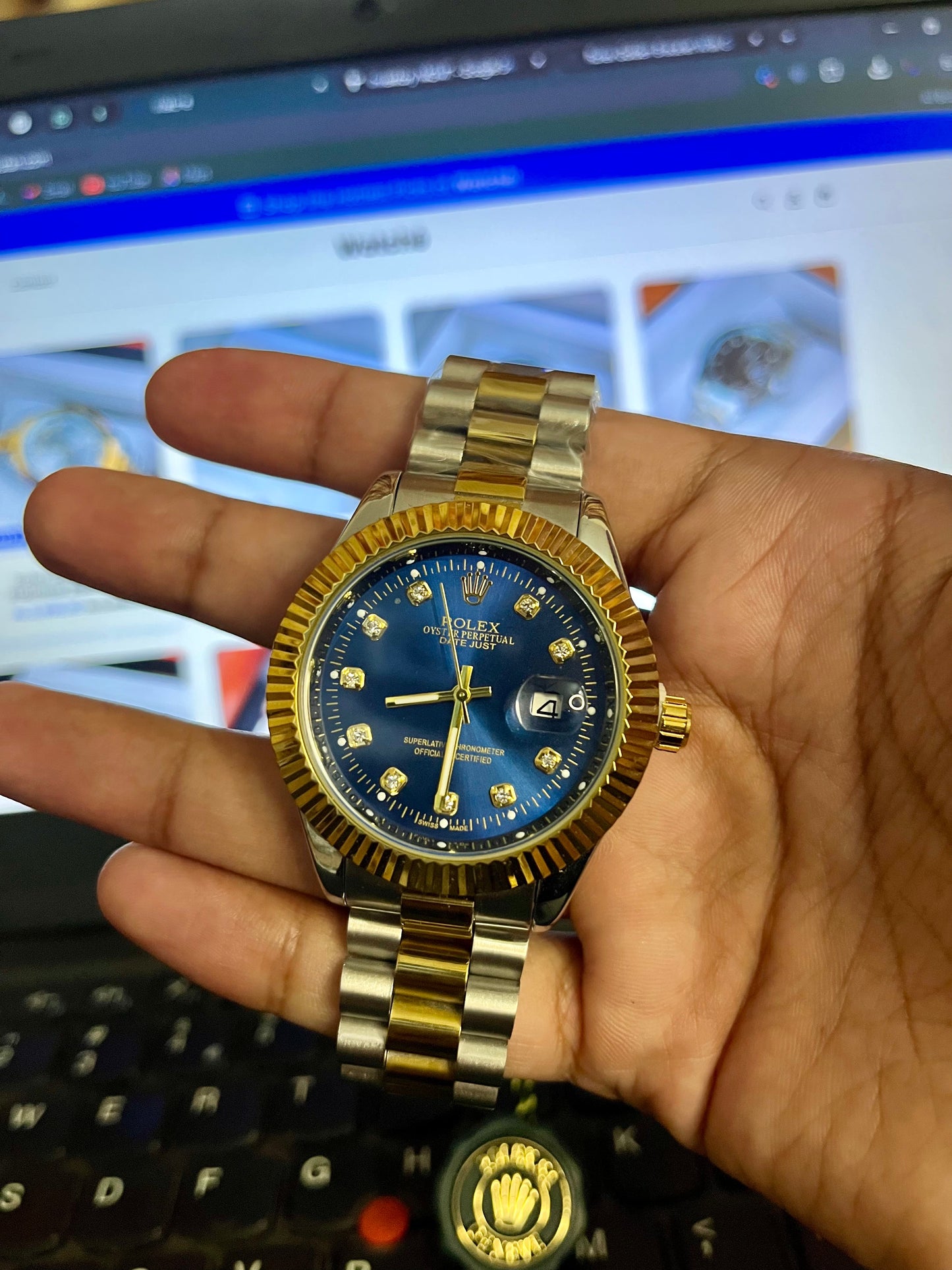 Rolex Golden Silver With Blue Dial GRR