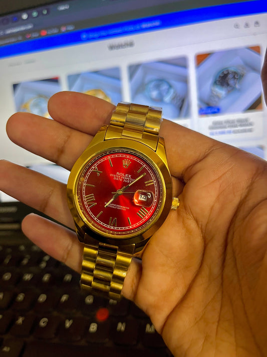 Rolex Pure Gold With Red Dial CL-NMB