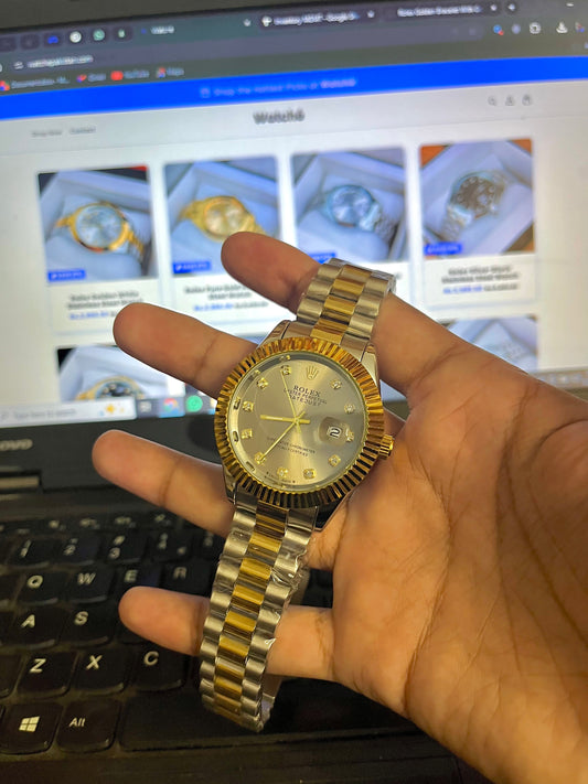 Rolex Golden Silver With Grey Dial GRR