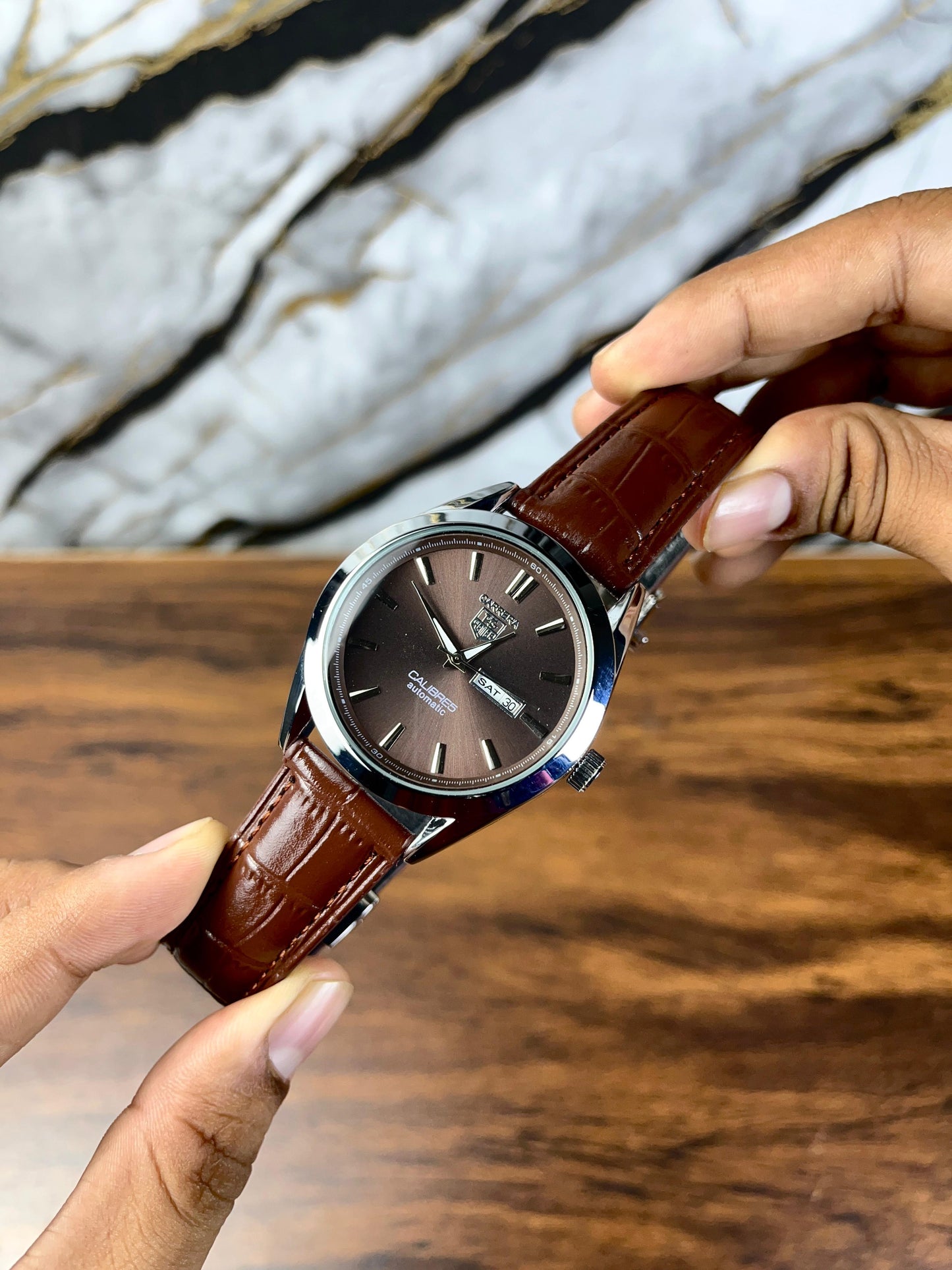 Tag Heuer Calibre 5 Leather Strap Watch