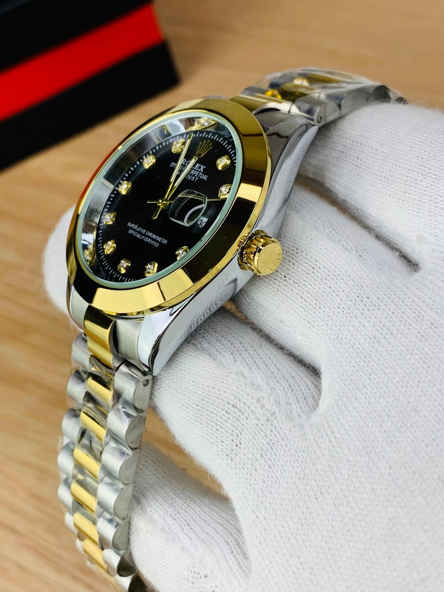 Rolex Golden Silver With Black Dial